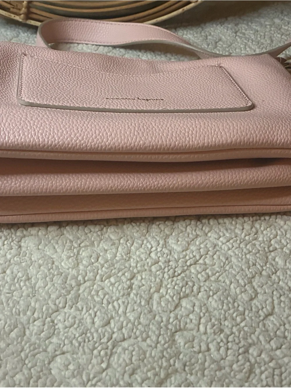 Nanette Lepore Pink Pebbled Crossbody Bag Gold Tone Double Zip Pocket